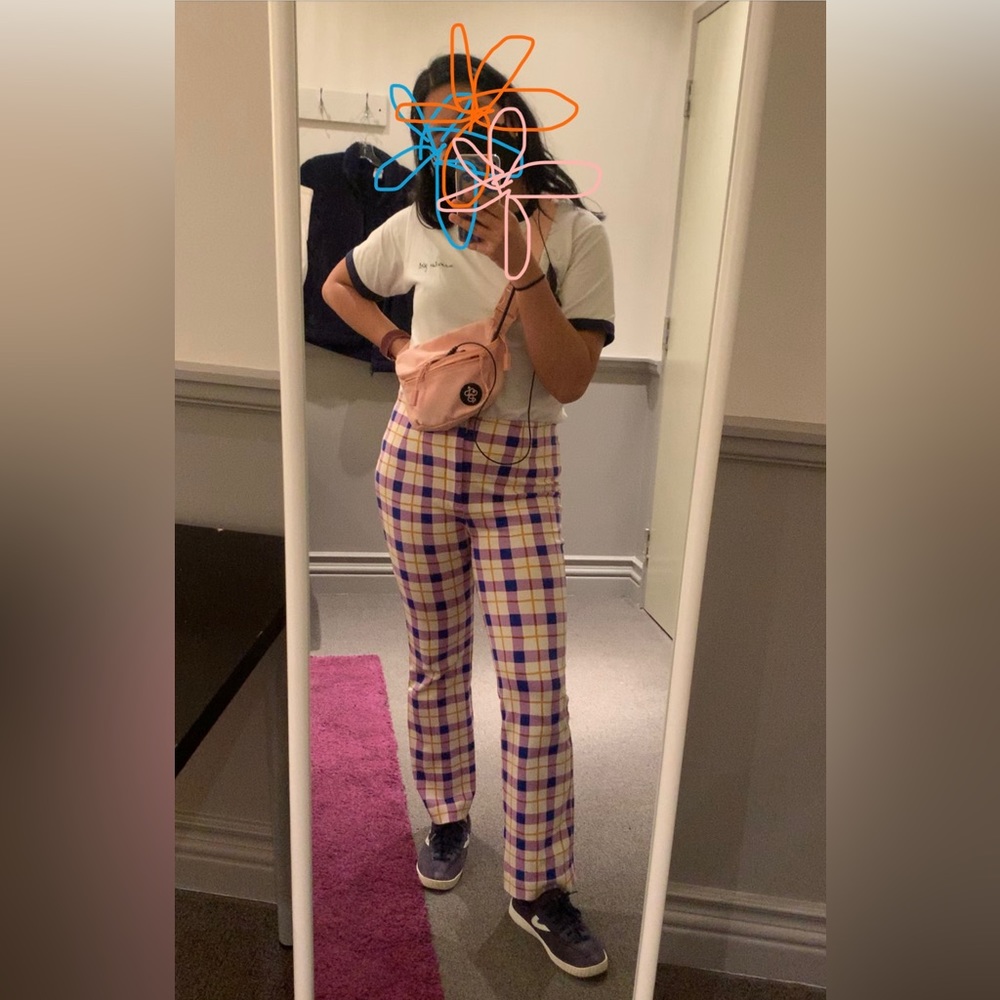 ANTHROPOLOGIE Purple Plaid Pants